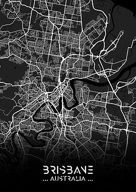 Brisbane City Map Black