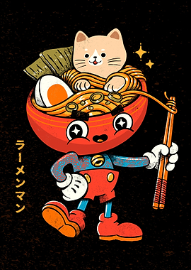 Ramen man and cat