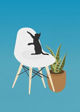 Cat on a simple chair