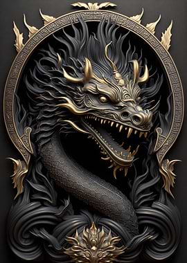 Dragon Gold Relief Deco