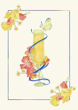 Mimosa and butterfly