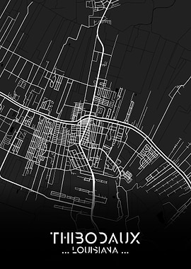 Thibodaux City Map Black