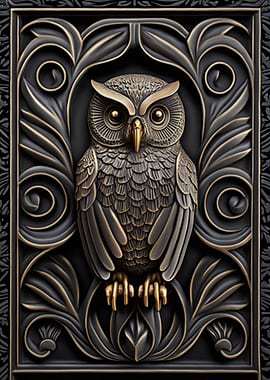 Owl Gold Relief Deco