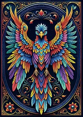 Colorful Phoenix Crest
