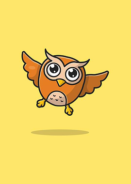 Cute Owl Flying Cartoon