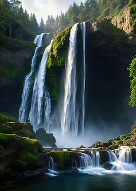 Waterfall in Forest Nature