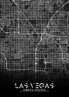 Las Vegas City Map Black