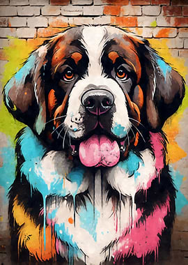 Saint Bernard Dog Graffiti