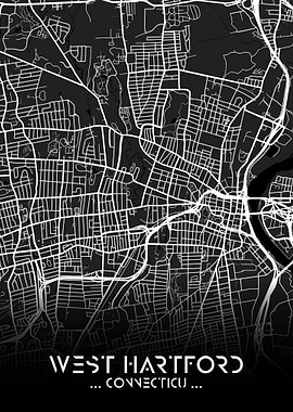 West Hartford City Map Art
