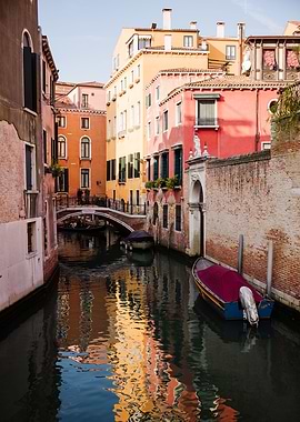 Canal at sunset in Venice