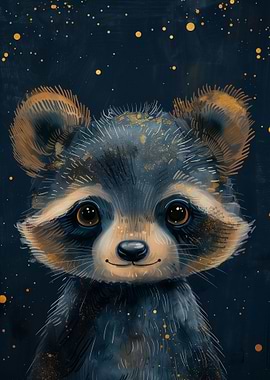 Cute Whimsical Raccoon