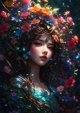 A Girl Painted in Petals