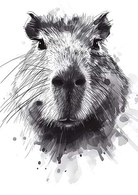 Capybara Black Watercolor