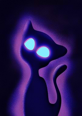 Neon spooky ghost cat
