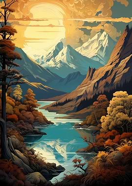 Vintage antique Landscape