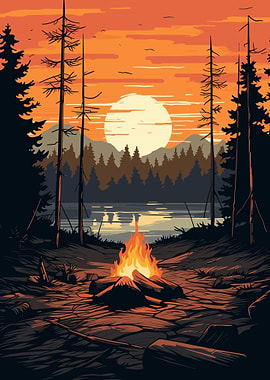 Firecamp in the Woods