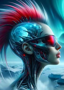 Cyberpunk Woman in Ice
