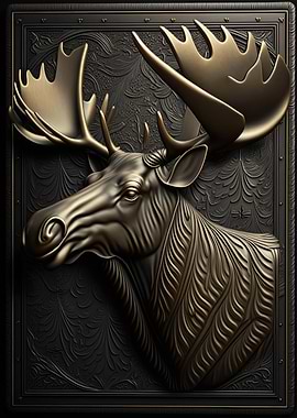Moose Gold Relief Deco