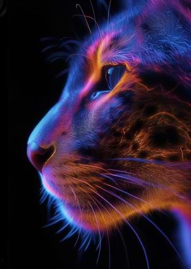 Cat in neon colors