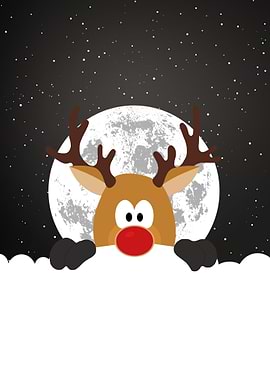 Reindeer under the moon