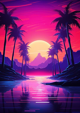 Neon Beachfront Symphony