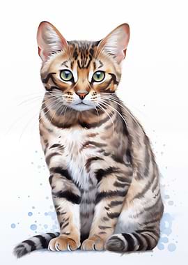 Watercolor Bengal cat