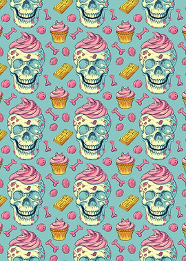 Pattern of Skulls Cupcakes