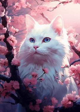 Cat Cherry Blossom Japan
