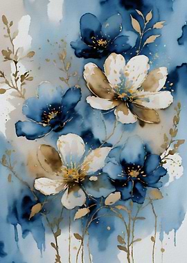 Blue and Golden Flowers