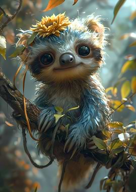 A Cute Cartoon Sloth