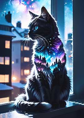 The Night Blue eyes Cat