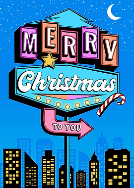 Retro sign Merry Christmas