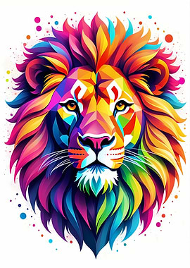 Geometric Color Lion