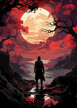 Anime Man Wandering River