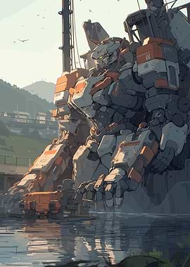 Fantasy Anime Broken Mech