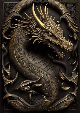 Dragon Gold Relief Deco