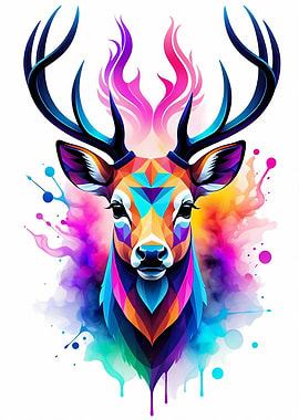 Geometric Color Deer