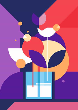 Vase with abstract flowers