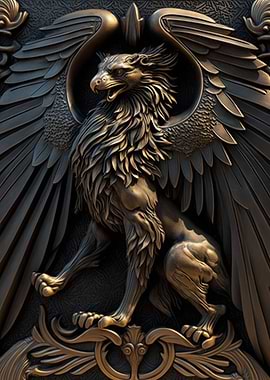Griffin Gold Relief Deco