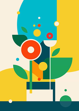 Geometric flowers in vase