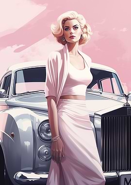 Woman and Classic Car