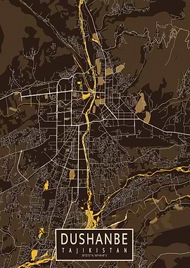 Dushanbe City Map Pastel