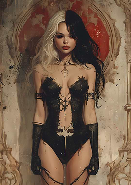 Vintage Goth Girl Retro