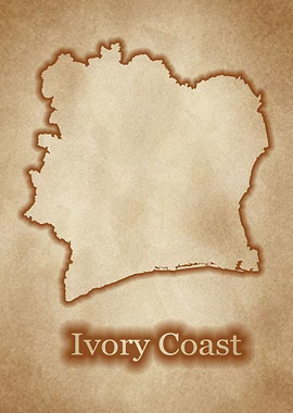 Ivory Coast map vintage