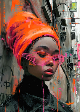 Woman Portrait Neon Manga