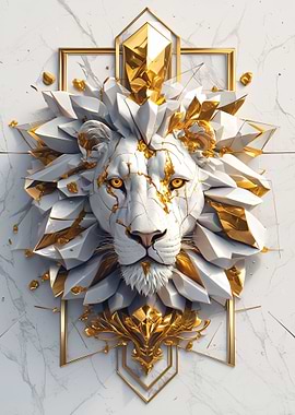 white lion kintsugi art