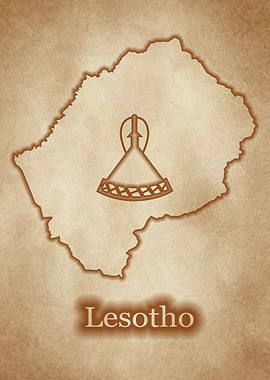 Lesotho map vintage glow