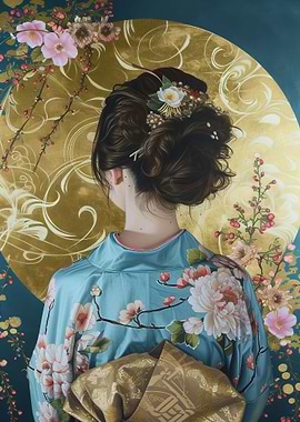 Blue Kimono Girl Japan