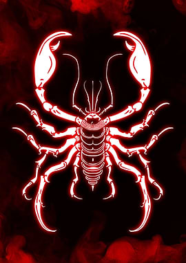 Drawing Scorpion Red Neon