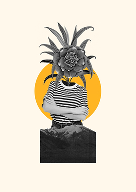 girl floral collage poster